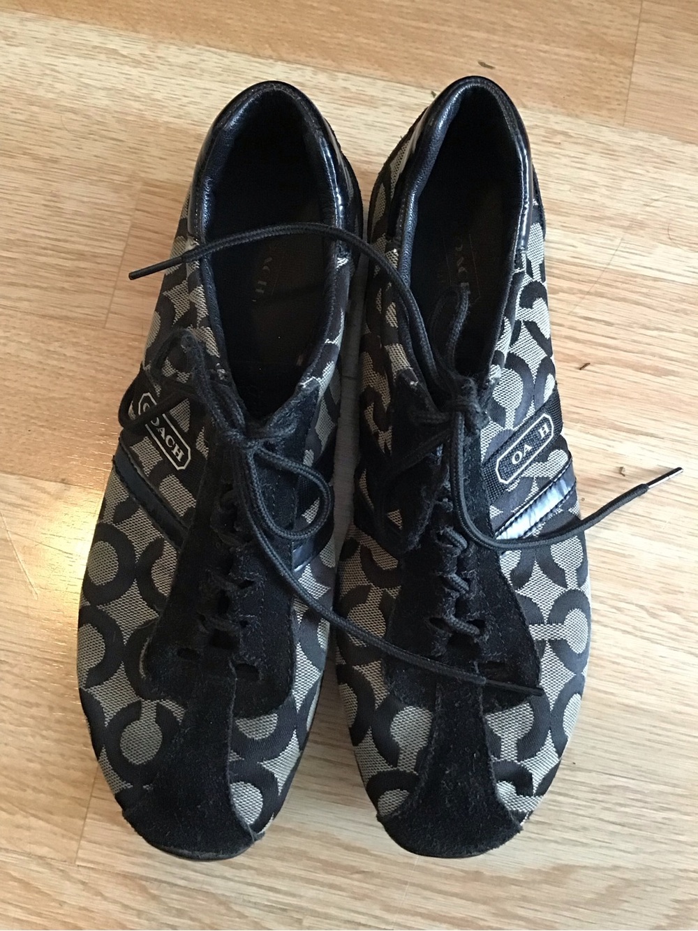 Coach Signature Canvas Lace-Up Sneakers in Black and Gray